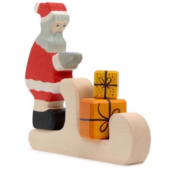 NWT Holztiger Wooden Toys Santa/Sleigh/Presents Set - Picture 1 of 1